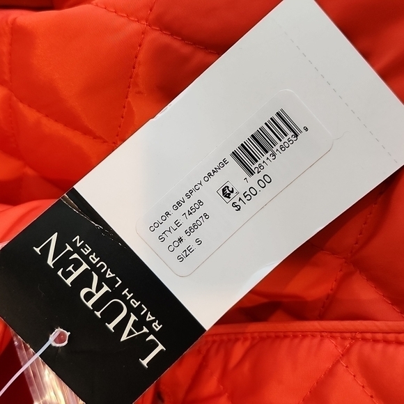 LAUREN RALPH LAUREN Quilted Jacket Spicy Orange Color Size small womens - Picture 11 of 11